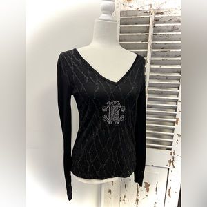 Roberto Cavalli long sleeve deep V-neck top